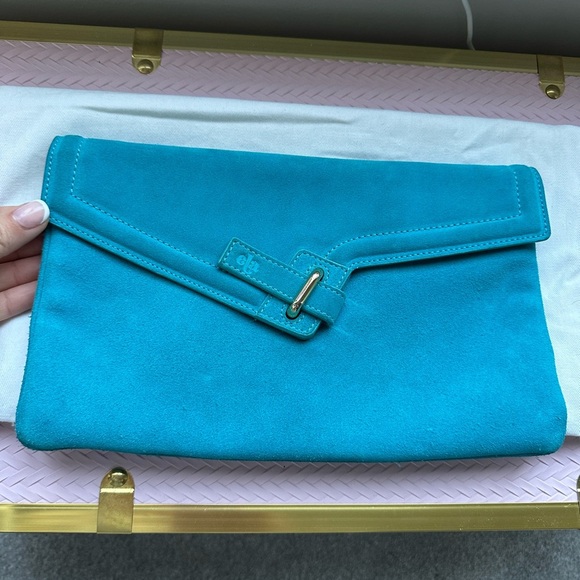 Ela Blue Clutch Bag Suede - Picture 7 of 8